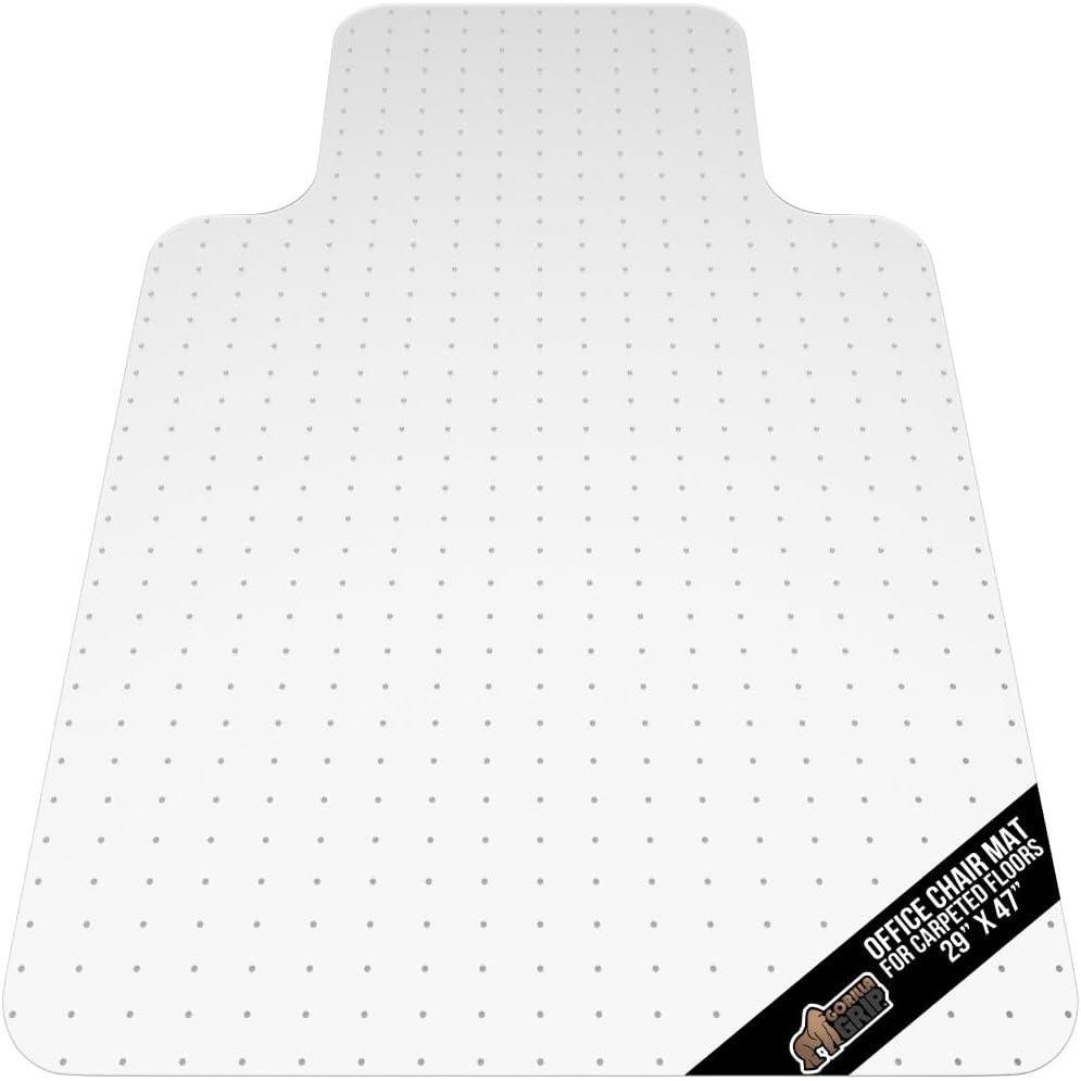 imageGORILLA GRIP Slip Resistant Clear Office Chair Mat for Carpet Floors Smooth Rolling Glide Under Desk Heavy Duty Plastic Computer Mats and Carpeted Floor Protector Work and Gaming Chairs 29x47 LipCarpet Mat With Lip