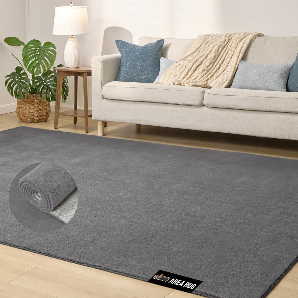 imageGORILLA GRIP Slip Resistant Soft Washable Stain Resistant Area Rug Plush Thick Carpet for Nursery Bedroom Living Room NonShedding Floor Rugs Kid and Pet Friendly Baby Home Decor 4x6 IvoryDark Grey