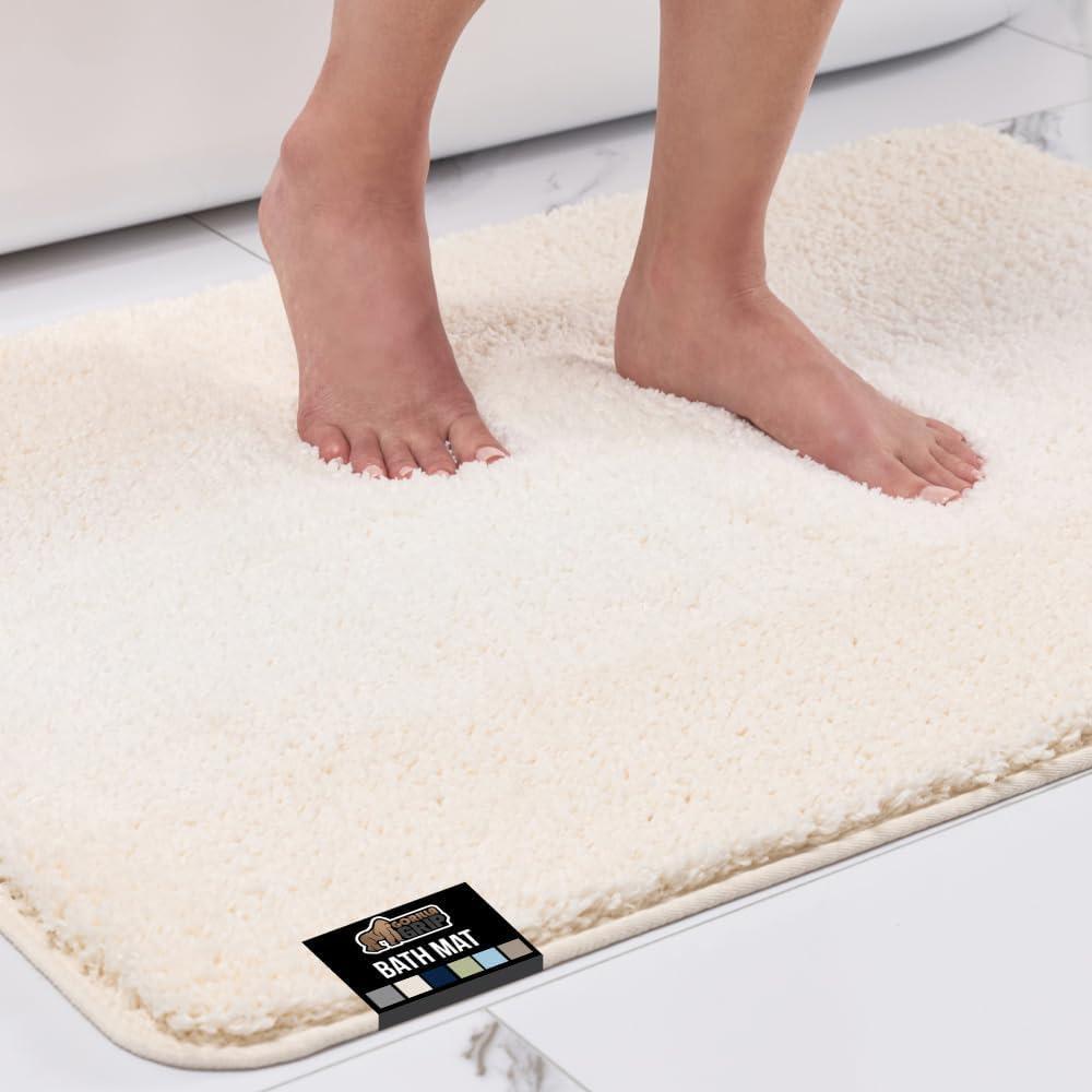 imageGORILLA GRIP Soft Plush Bathroom Rugs with Textured Rubber Backing Absorbent Quick Dry Bath Mat Machine Washable Shower Mats Home Dcor Accessories Bathmat Rug Floor Essentials 30 x 18 GreyIvory Ombre