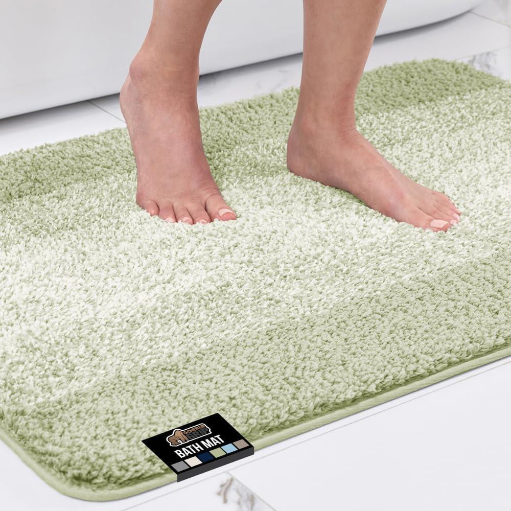 imageGORILLA GRIP Soft Plush Bathroom Rugs with Textured Rubber Backing Absorbent Quick Dry Bath Mat Machine Washable Shower Mats Home Dcor Accessories Bathmat Rug Floor Essentials 30 x 18 GreySage Ombre