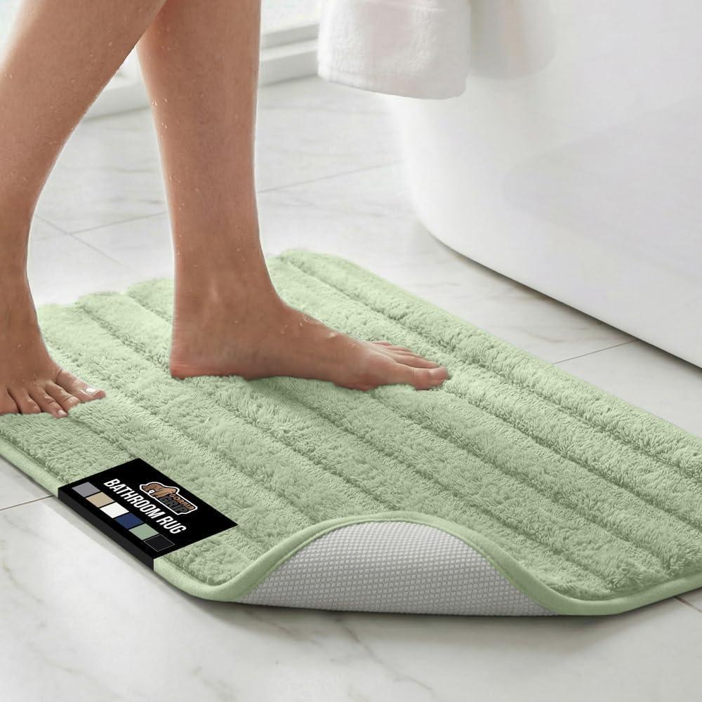 imageGORILLA GRIP Textured Backing Bathroom Rugs Soft Memory Foam Absorbent Striped Bath Mats Machine Washable amp Fade Resistant Bathmat Accessories for Floor Home Decor Shower Essentials Grey 24x16Sage