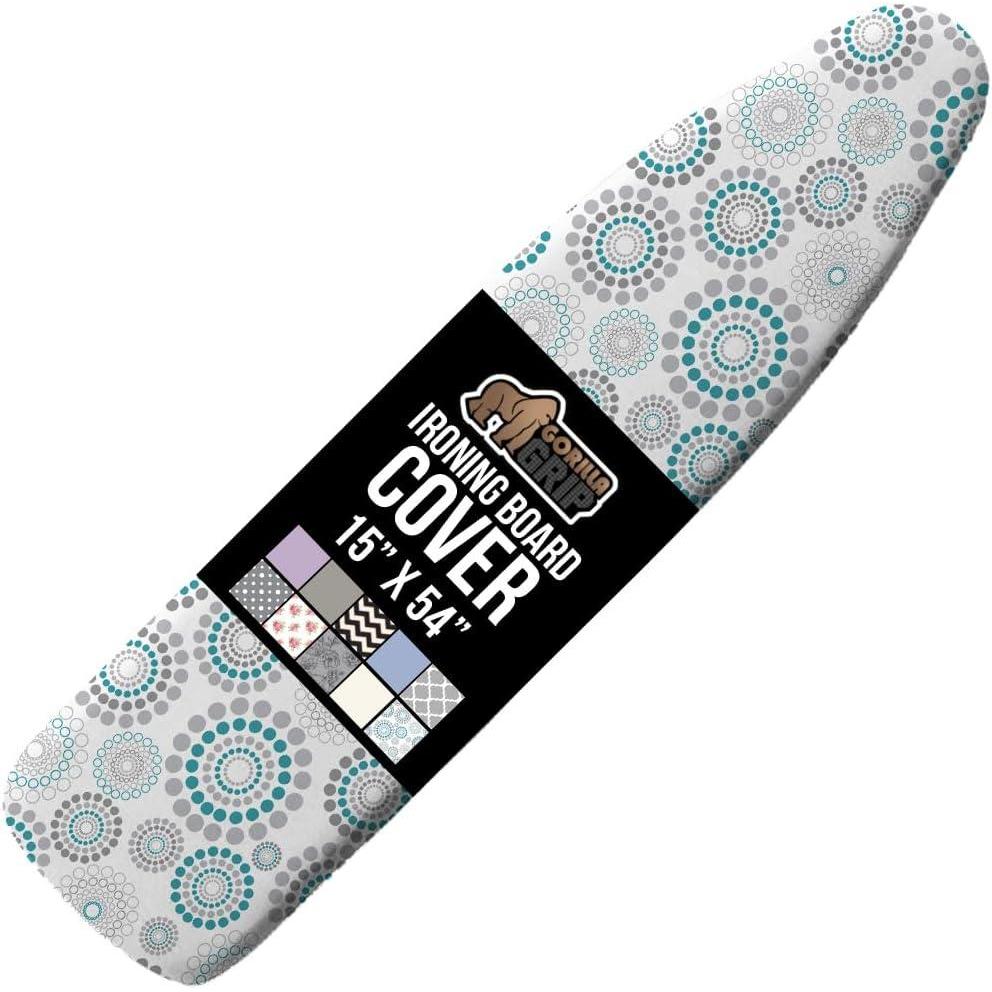 imageGORILLA GRIP The Original Ironing Board Cover and Pad Silicone Coating Thick Scorch Resistant Padding Heavy Duty Iron Covers Standard Boards Hook and Loop Fastener Strap Silver 15x54Spiral GrayWhiteTurquoise