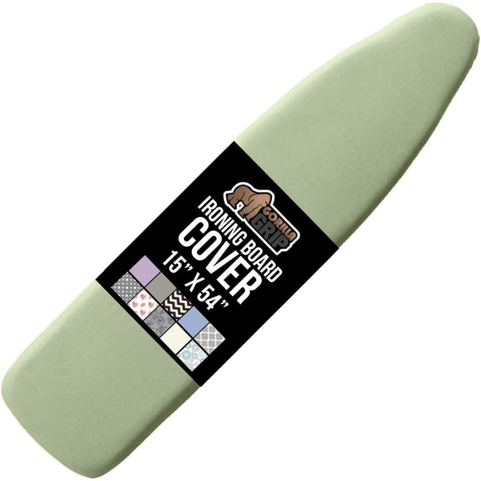 imageGORILLA GRIP The Original Ironing Board Cover and Pad Silicone Coating Thick Scorch Resistant Padding Heavy Duty Iron Covers Standard Boards Hook and Loop Fastener Strap Silver 15x54Sage