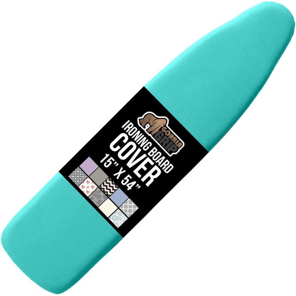 imageGORILLA GRIP The Original Ironing Board Cover and Pad Silicone Coating Thick Scorch Resistant Padding Heavy Duty Iron Covers Standard Boards Hook and Loop Fastener Strap Silver 15x54Turquoise