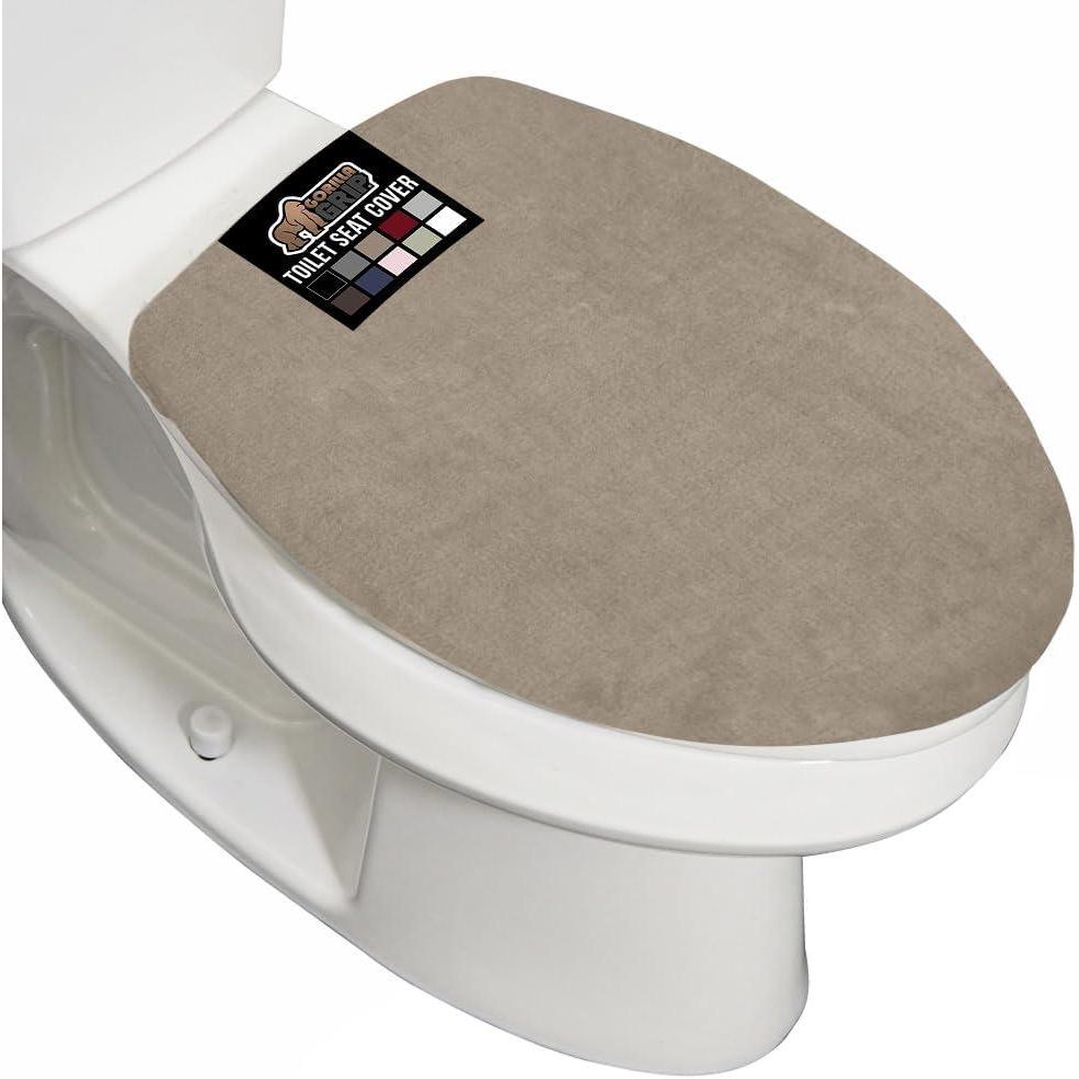 imageGORILLA GRIP Thick Memory Foam Bathroom Toilet Lid Seat Cover Soft Velvet Topside Machine Wash Plush Cushioned Covers Fits Most Size Lids Decorative Bath Room Accessories 195x185 GreyTaupe