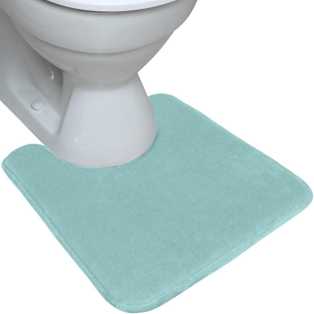 imageGORILLA GRIP Thick Memory Foam Toilet Rug for Bathroom U Shaped Washable Soft Absorbent Velvet Topside Floor Mats Machine Wash Cushioned Luxury Rugs for Bath Room 225x195 Graphite GraySeablue