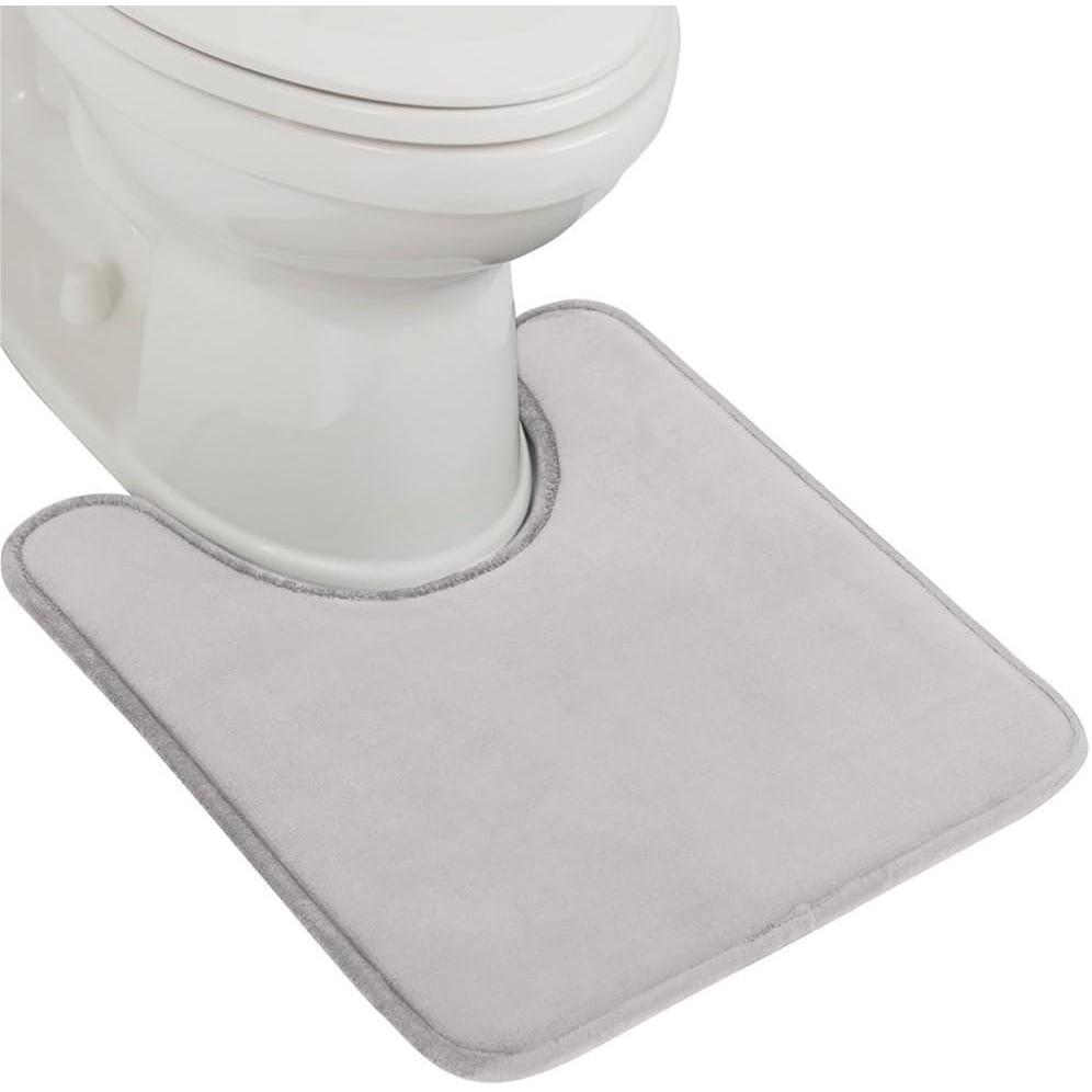 imageGORILLA GRIP Thick Memory Foam Toilet Rug for Bathroom U Shaped Washable Soft Absorbent Velvet Topside Floor Mats Machine Wash Cushioned Luxury Rugs for Bath Room 225x195 Graphite GrayLight Gray