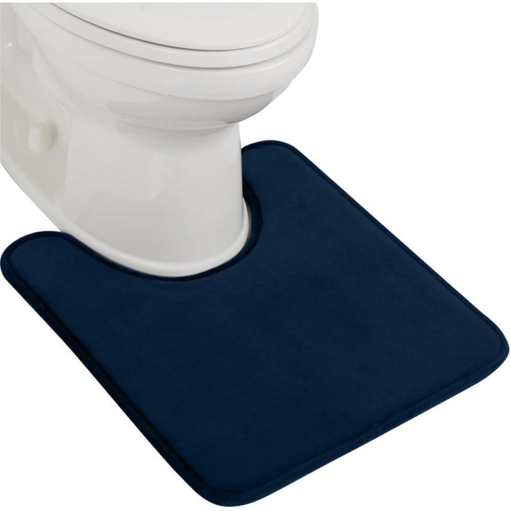 imageGORILLA GRIP Thick Memory Foam Toilet Rug for Bathroom U Shaped Washable Soft Absorbent Velvet Topside Floor Mats Machine Wash Cushioned Luxury Rugs for Bath Room 225x195 Graphite GrayNavy