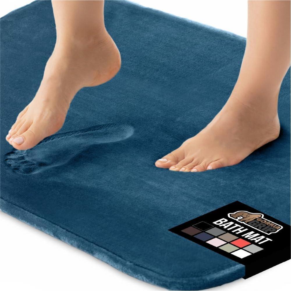 imageGORILLA GRIP Thick Memory Foam Toilet Rug for Bathroom U Shaped Washable Soft Absorbent Velvet Topside Floor Mats Machine Wash Cushioned Luxury Rugs for Bath Room 225x195 Graphite GrayBlue