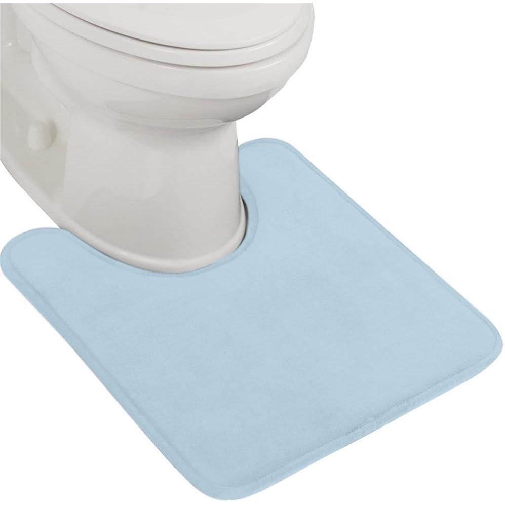 imageGORILLA GRIP Thick Memory Foam Toilet Rug for Bathroom U Shaped Washable Soft Absorbent Velvet Topside Floor Mats Machine Wash Cushioned Luxury Rugs for Bath Room 225x195 Graphite GrayLight Blue