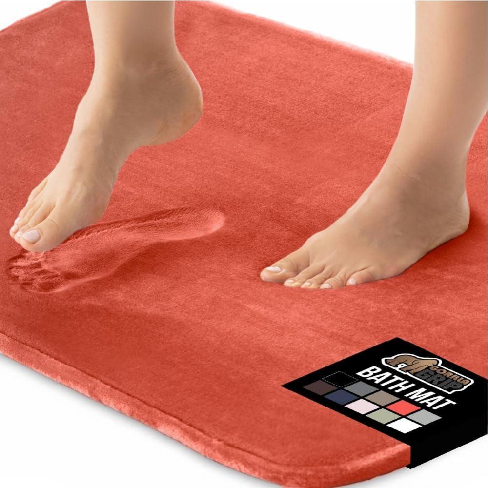 imageGORILLA GRIP Thick Memory Foam Toilet Rug for Bathroom U Shaped Washable Soft Absorbent Velvet Topside Floor Mats Machine Wash Cushioned Luxury Rugs for Bath Room 225x195 Graphite GrayCoral