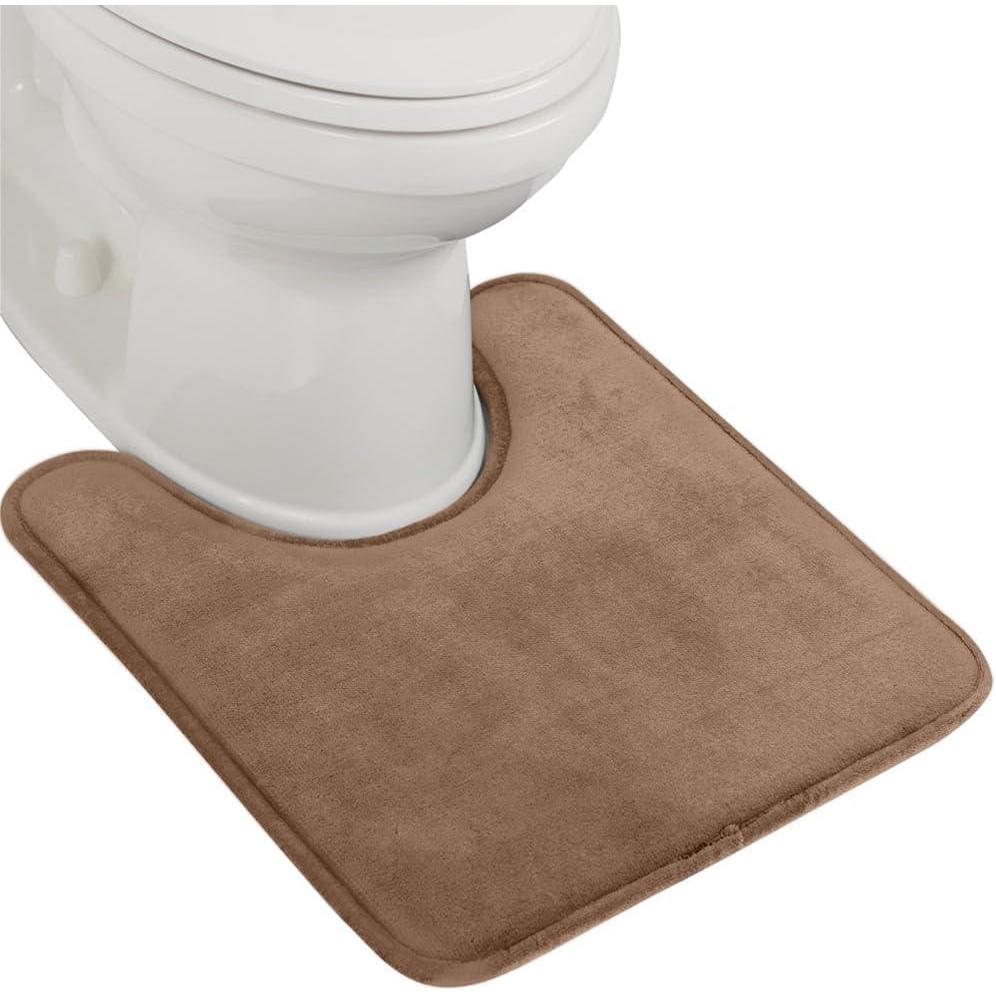 imageGORILLA GRIP Thick Memory Foam Toilet Rug for Bathroom U Shaped Washable Soft Absorbent Velvet Topside Floor Mats Machine Wash Cushioned Luxury Rugs for Bath Room 225x195 Graphite GrayTaupe