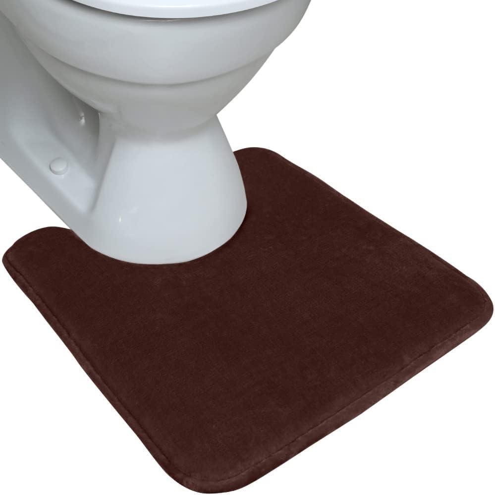 imageGORILLA GRIP Thick Memory Foam Toilet Rug for Bathroom U Shaped Washable Soft Absorbent Velvet Topside Floor Mats Machine Wash Cushioned Luxury Rugs for Bath Room 225x195 Graphite GrayBrown