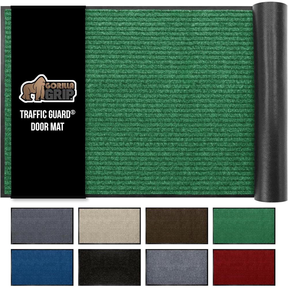 imageGORILLA GRIP Waterproof Traffic Guard Door Mat 72x48 Heavy Duty Entryway Mats Strong Backing Commercial Utility Rugs for Office Hallway Garage Floor and Home Low Profile Carpet Charcoal GrayGreen