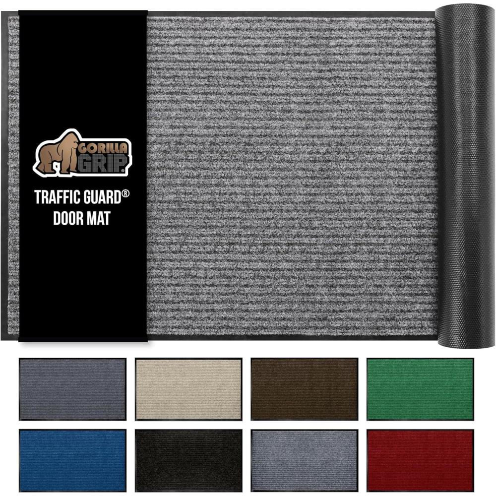 imageGORILLA GRIP Waterproof Traffic Guard Door Mat 72x48 Heavy Duty Entryway Mats Strong Backing Commercial Utility Rugs for Office Hallway Garage Floor and Home Low Profile Carpet Charcoal GrayGrey