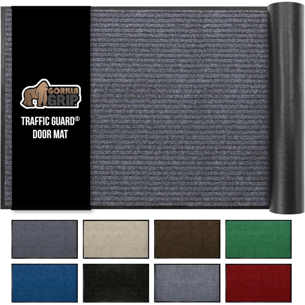 imageGORILLA GRIP Waterproof Traffic Guard Door Mat 72x48 Heavy Duty Entryway Mats Strong Backing Commercial Utility Rugs for Office Hallway Garage Floor and Home Low Profile Carpet Charcoal GrayCharcoal Gray