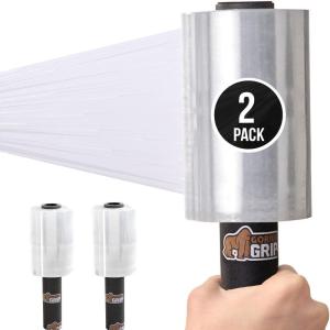 GORILLA GRIP 500% Stretch Film Heavy Duty Plastic, 1200ft Shrink Wrap Roll 17″ Puncture Resistant, Industrial Strength for Shipping, Pallet Storing, Moving, Packing Furniture Protection 1 Pack Clear(2)