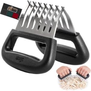 GORILLA GRIP BPA-Free Chicken Shredder Meat Claws, Sharp Stainless Steel Food Shredding Fork, Comfortable Handle, Easily Shred Pulled Pork, Taco Meats, Kitchen Smoker BBQ Tool, Dishwasher Safe, Black(Black)