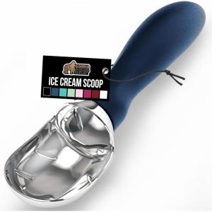 GORILLA GRIP BPA-Free Heavy Duty Ice Cream Scoop, Comfortable Ergonomic Handle, Professional Grade Scooper for Perfect Round Scoops, Spoon Frozen Hard Gelato, Sorbet, Cookie Dough, Kitchen Tool, Black(Blue)