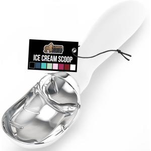 GORILLA GRIP BPA-Free Heavy Duty Ice Cream Scoop, Comfortable Ergonomic Handle, Professional Grade Scooper for Perfect Round Scoops, Spoon Frozen Hard Gelato, Sorbet, Cookie Dough, Kitchen Tool, Black(White)