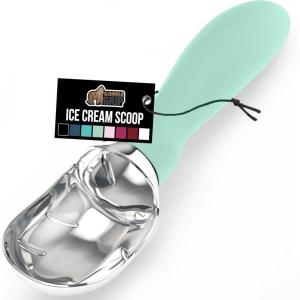 GORILLA GRIP BPA-Free Heavy Duty Ice Cream Scoop, Comfortable Ergonomic Handle, Professional Grade Scooper for Perfect Round Scoops, Spoon Frozen Hard Gelato, Sorbet, Cookie Dough, Kitchen Tool, Black(Mint)
