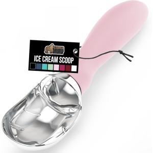 GORILLA GRIP BPA-Free Heavy Duty Ice Cream Scoop, Comfortable Ergonomic Handle, Professional Grade Scooper for Perfect Round Scoops, Spoon Frozen Hard Gelato, Sorbet, Cookie Dough, Kitchen Tool, Black(Pink)