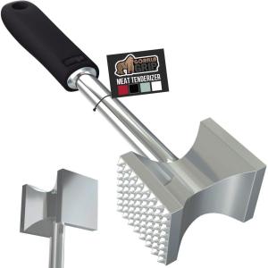 GORILLA GRIP BPA-Free Patented Dual-Sided Meat Tenderizer Tool, Soft Comfortable Handle, Heavy Duty Kitchen Mallet for Steak, Beef, Cutlets, Commercial Grade Chicken Pounder, Dishwasher Safe, Black(Black)