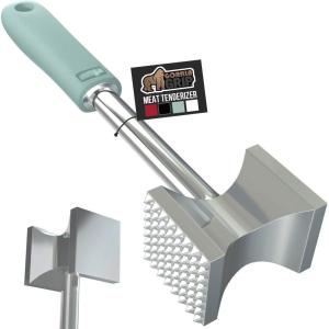 GORILLA GRIP BPA-Free Patented Dual-Sided Meat Tenderizer Tool, Soft Comfortable Handle, Heavy Duty Kitchen Mallet for Steak, Beef, Cutlets, Commercial Grade Chicken Pounder, Dishwasher Safe, Black(Mint)