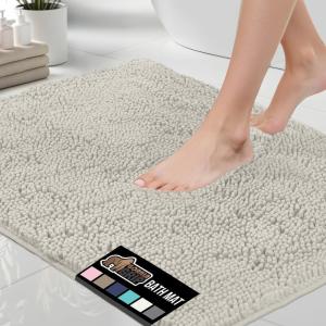 GORILLA GRIP Bath Rug Mat 30×20, Thick Soft Absorbent Chenille, Quick Dry Microfiber Mats, Rubber Backing Washable Shower Floor Rugs, US Designed Bathroom Bathmat Home Decor Accessories, Grey(Dusty Cloud)
