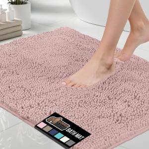 GORILLA GRIP Bath Rug Mat 30×20, Thick Soft Absorbent Chenille, Quick Dry Microfiber Mats, Rubber Backing Washable Shower Floor Rugs, US Designed Bathroom Bathmat Home Decor Accessories, Grey(Dusty Rose)