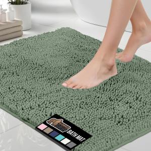 GORILLA GRIP Bath Rug Mat 30×20, Thick Soft Absorbent Chenille, Quick Dry Microfiber Mats, Rubber Backing Washable Shower Floor Rugs, US Designed Bathroom Bathmat Home Decor Accessories, Grey(Sage)