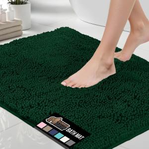 GORILLA GRIP Bath Rug Mat 30×20, Thick Soft Absorbent Chenille, Quick Dry Microfiber Mats, Rubber Backing Washable Shower Floor Rugs, US Designed Bathroom Bathmat Home Decor Accessories, Grey(Hunter)