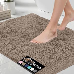 GORILLA GRIP Bath Rug Mat 30×20, Thick Soft Absorbent Chenille, Quick Dry Microfiber Mats, Rubber Backing Washable Shower Floor Rugs, US Designed Bathroom Bathmat Home Decor Accessories, Grey(Gray Beige)