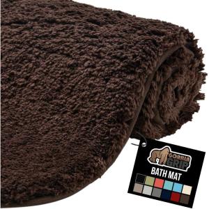 GORILLA GRIP Bathroom Rugs, Ultra Soft Absorbent Mat, Thick Plush Bath Rug, Machine Washable, Microfiber Quick Dry, Mats for Shower, Bathtub and Floor, Home Decor Accessories, 24×17, Grey(Brown)