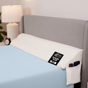 GORILLA GRIP Bed Wedge Pillow for Headboard Gap, Filler Between Mattress Gaps, US Designed, Comfortable Supportive High Density Cushion Foam Pillows, Stay in Place Gripping Dots, Twin/XL White(White)