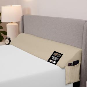 GORILLA GRIP Bed Wedge Pillow for Headboard Gap, Filler Between Mattress Gaps, US Designed, Comfortable Supportive High Density Cushion Foam Pillows, Stay in Place Gripping Dots, Twin/XL White(Cream)