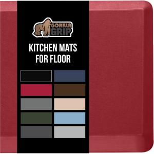 GORILLA GRIP Comfortable Cushioned Kitchen Mats for Floor, 39×20, Waterproof and Stain Resistant Soft Top, 3/4 Inch Thick Ergonomic Standing Desk Anti Fatigue Mat, Foam Supports Ankles and Feet, Black(Red)
