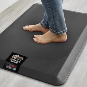 GORILLA GRIP Comfortable Cushioned Kitchen Mats for Floor, 39×20, Waterproof and Stain Resistant Soft Top, 3/4 Inch Thick Ergonomic Standing Desk Anti Fatigue Mat, Foam Supports Ankles and Feet, Black(Black)