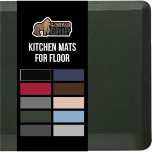 GORILLA GRIP Comfortable Cushioned Kitchen Mats for Floor, 39×20, Waterproof and Stain Resistant Soft Top, 3/4 Inch Thick Ergonomic Standing Desk Anti Fatigue Mat, Foam Supports Ankles and Feet, Black(Hunter)