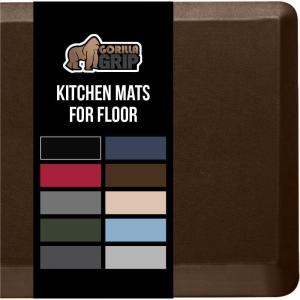 GORILLA GRIP Comfortable Cushioned Kitchen Mats for Floor, 39×20, Waterproof and Stain Resistant Soft Top, 3/4 Inch Thick Ergonomic Standing Desk Anti Fatigue Mat, Foam Supports Ankles and Feet, Black(Brown)