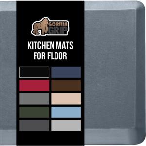 GORILLA GRIP Comfortable Cushioned Kitchen Mats for Floor, 39×20, Waterproof and Stain Resistant Soft Top, 3/4 Inch Thick Ergonomic Standing Desk Anti Fatigue Mat, Foam Supports Ankles and Feet, Black(Charcoal)