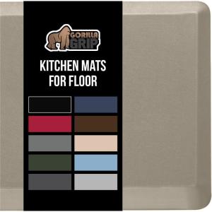 GORILLA GRIP Comfortable Cushioned Kitchen Mats for Floor, 39×20, Waterproof and Stain Resistant Soft Top, 3/4 Inch Thick Ergonomic Standing Desk Anti Fatigue Mat, Foam Supports Ankles and Feet, Black(Taupe)