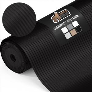 GORILLA GRIP DuraGuard Shelf Liner, Non-Adhesive Cabinet Liners for Kitchen Drawers, Shelves, Refrigerator, Pantry Storage, Bathroom Closet, Durable Waterproof BPA Free Ribbed Plastic, 12×10 Lt Gray(Black Onyx (Ribbed))