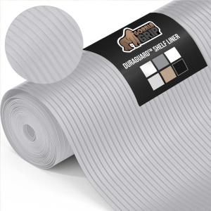 GORILLA GRIP DuraGuard Shelf Liner, Non-Adhesive Cabinet Liners for Kitchen Drawers, Shelves, Refrigerator, Pantry Storage, Bathroom Closet, Durable Waterproof BPA Free Ribbed Plastic, 12×10 Lt Gray(Light Gray (Ribbed))