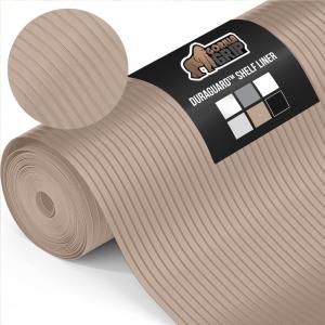 GORILLA GRIP DuraGuard Shelf Liner, Non-Adhesive Cabinet Liners for Kitchen Drawers, Shelves, Refrigerator, Pantry Storage, Bathroom Closet, Durable Waterproof BPA Free Ribbed Plastic, 12×10 Lt Gray(Beige Opaque (Ribbed))