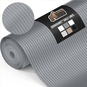 GORILLA GRIP DuraGuard Shelf Liner, Non-Adhesive Cabinet Liners for Kitchen Drawers, Shelves, Refrigerator, Pantry Storage, Bathroom Closet, Durable Waterproof BPA Free Ribbed Plastic, 12×10 Lt Gray(Gray (Ribbed))
