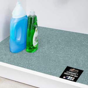 GORILLA GRIP LeakGuard Non-Adhesive Under Sink Mat for Kitchen Cabinet, Waterproof Quick Dry Shelf Liner, Durable Absorbent Felt Mats for Bathroom Sinks, Cabinets, Dresser, Easy to Trim 24×30 Charcoal(Spa Blue)