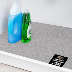 GORILLA GRIP LeakGuard Non-Adhesive Under Sink Mat for Kitchen Cabinet, Waterproof Quick Dry Shelf Liner, Durable Absorbent Felt Mats for Bathroom Sinks, Cabinets, Dresser, Easy to Trim 24×30 Charcoal(Light Gray)