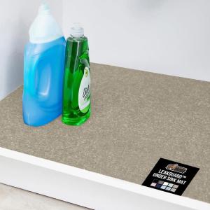 GORILLA GRIP LeakGuard Non-Adhesive Under Sink Mat for Kitchen Cabinet, Waterproof Quick Dry Shelf Liner, Durable Absorbent Felt Mats for Bathroom Sinks, Cabinets, Dresser, Easy to Trim 24×30 Charcoal(Beige)