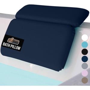 GORILLA GRIP Mesh Bath Pillow for Tub, Strong Suction Cups, Headrest with FlexComfort Technology, Neck, Head Back Support, Luxury Machine Wash Bathtub, Valentines Gifts for Her, Wife, Girlfriend White(Navy)